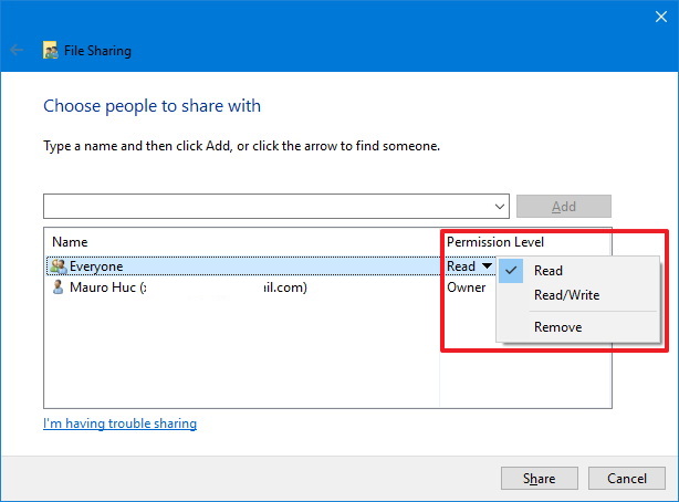 File sharing c. Nas ограничение к папкам r-read w-write.